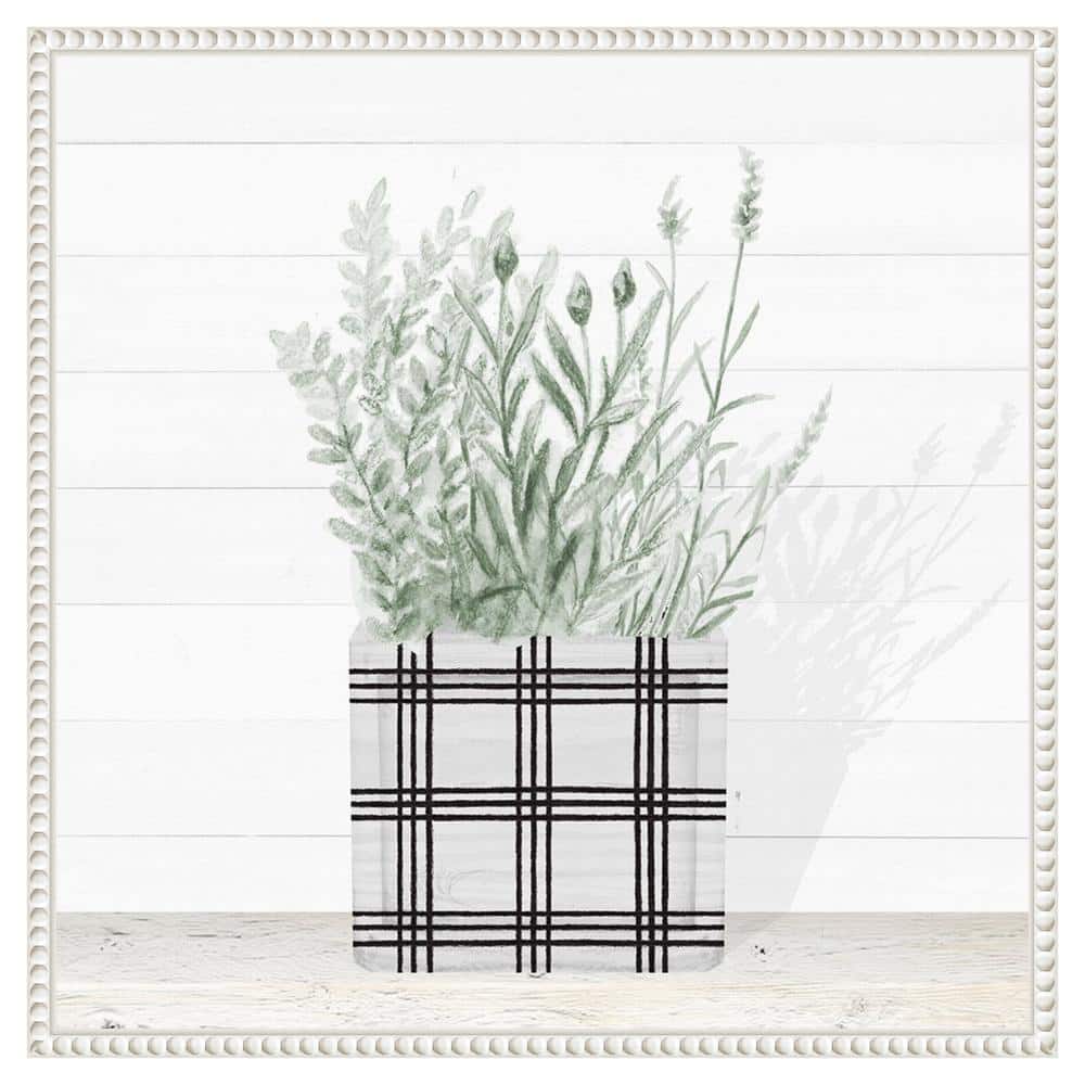 Lavender Blossom in Modern Pot II White Canvas Wall Art