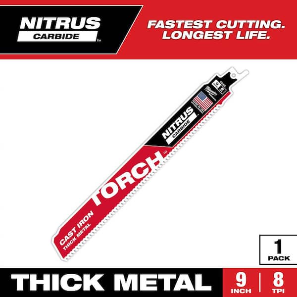 9 in. 8 TPI TORCH Nitrus Carbide Teeth Metal Cutting SAWZALL Reciprocating Saw Blade