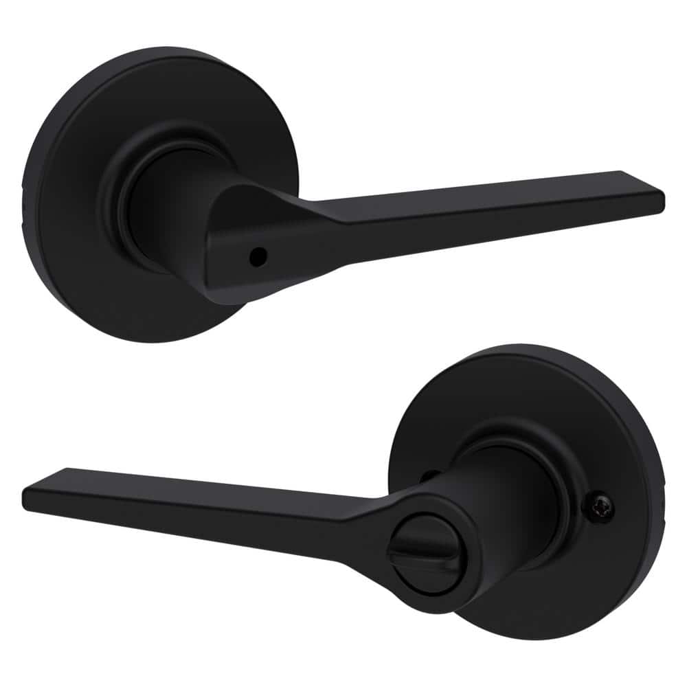 Hollis Round Rose Matte Black Privacy Bed/Bath Door Lever