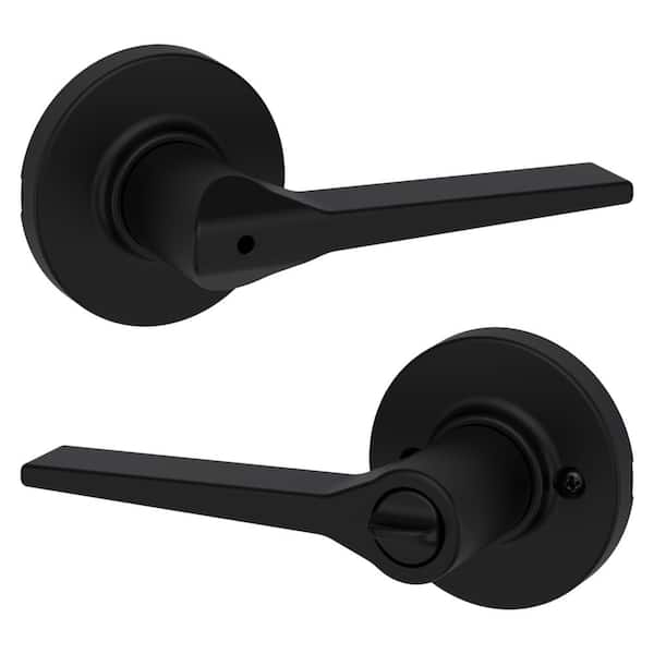 Hollis Round Rose Matte Black Privacy Bed/Bath Door Handle