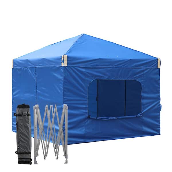 Aoodor 10 ft. x 10 ft. Pop Up Canopy Tent with Removable Sidewall,with Roller Bag-Blue