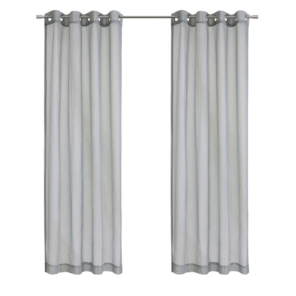 Gray Sheer Light Filtering Polyester Grommet Curtain Panel 52" x 63"