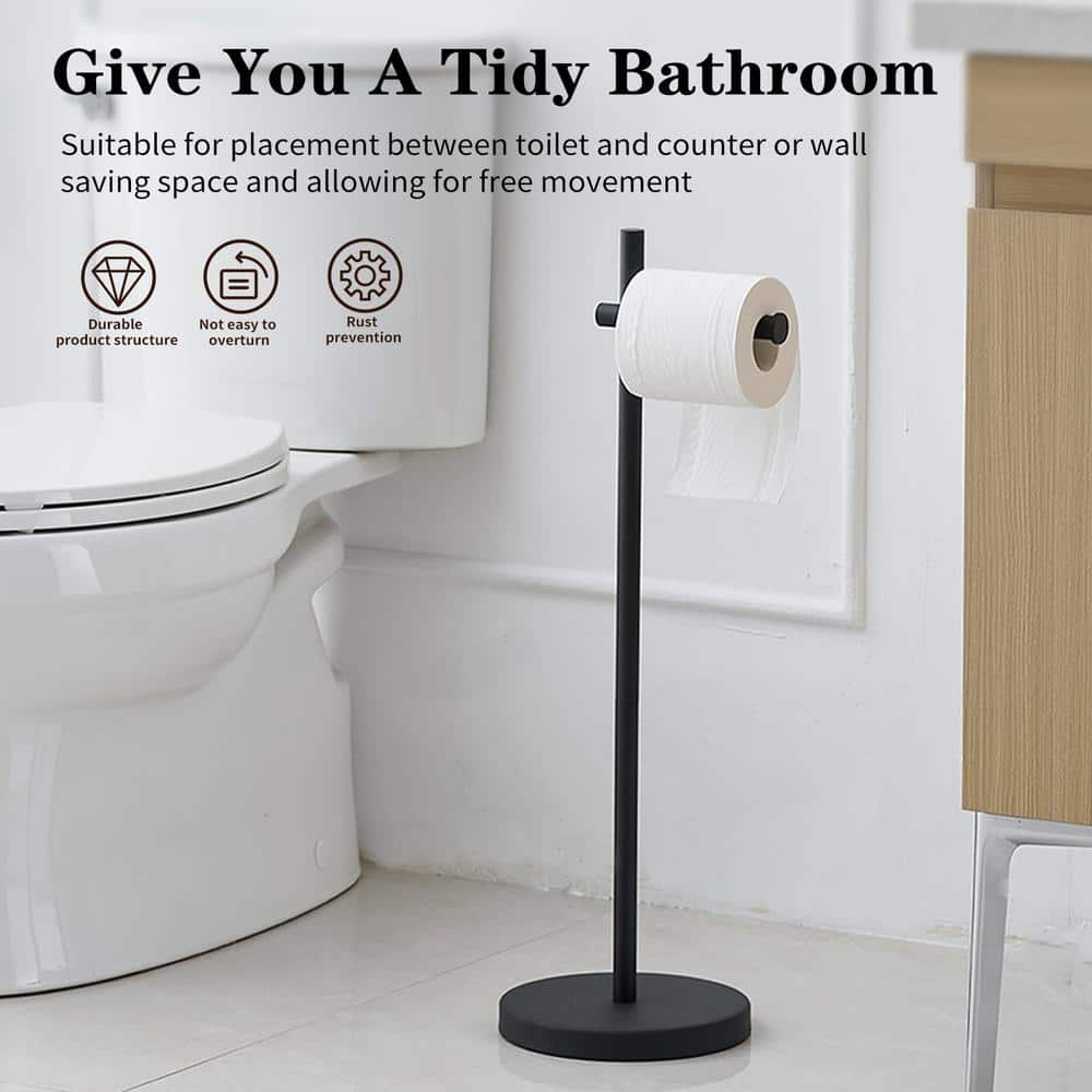 Matte Black Stainless Steel Freestanding Toilet Paper Holder
