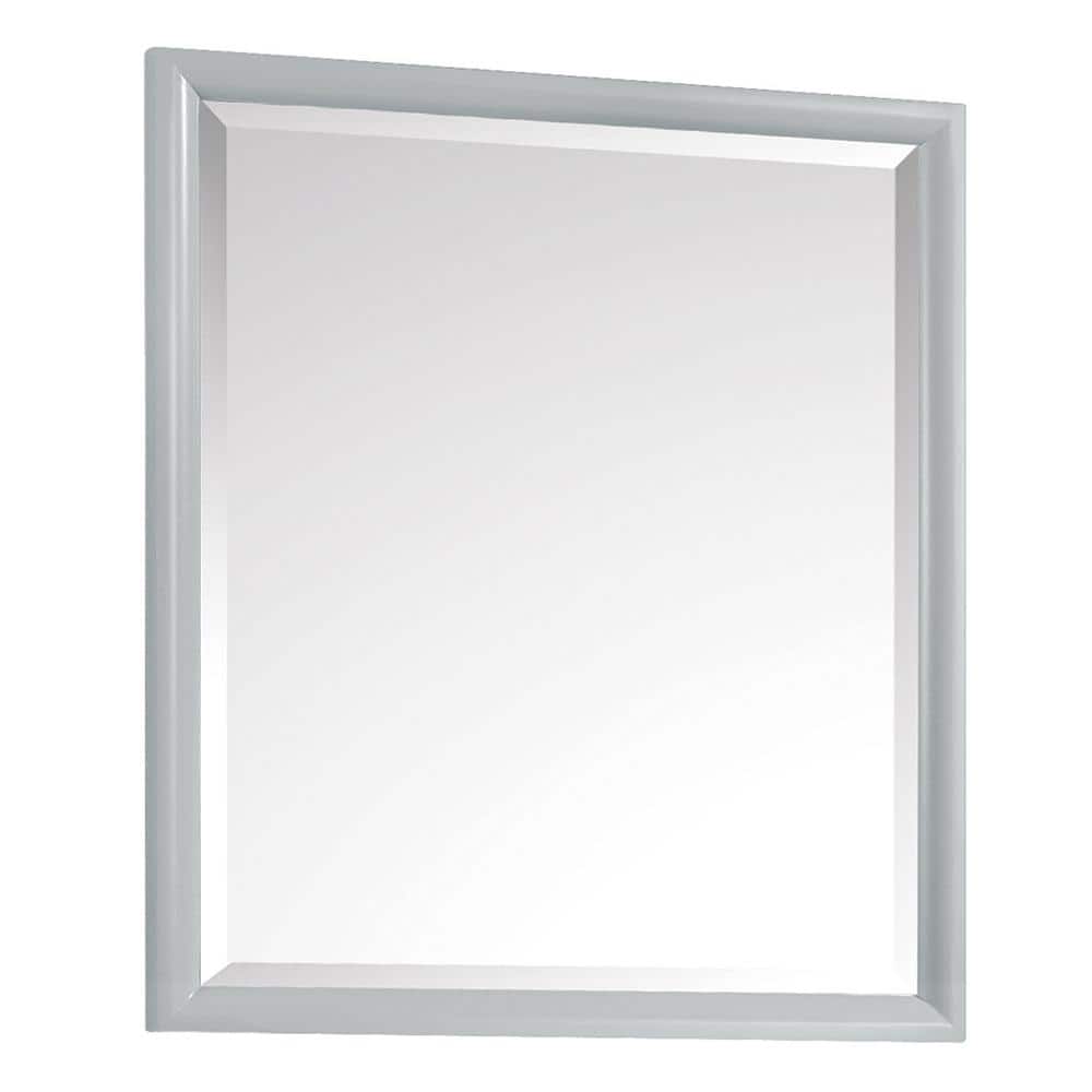 Modern Rectangular Wood Vanity Mirror in Dove Gray, 28" x 32"