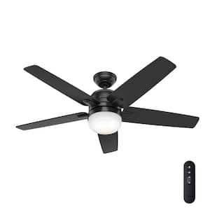Cavera II 52 in. Indoor Matte Black Wifi-Enabled Smart Ceiling Fan with Light Kit and Remote