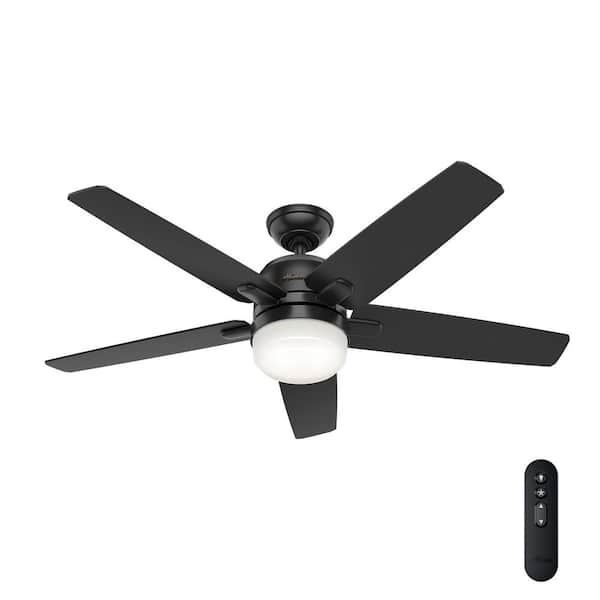 Hunter Cavera II 52 in. Indoor Matte Black Wifi-Enabled Smart Ceiling Fan with Light Kit and Remote