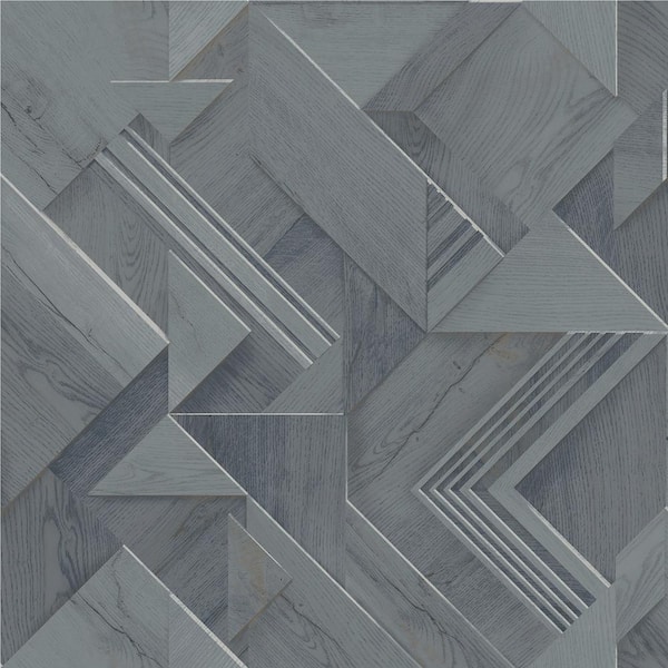 Advantage Blue Cassian Denim Wood Geometric Vinyl Non-Pasted Matte Wallpaper