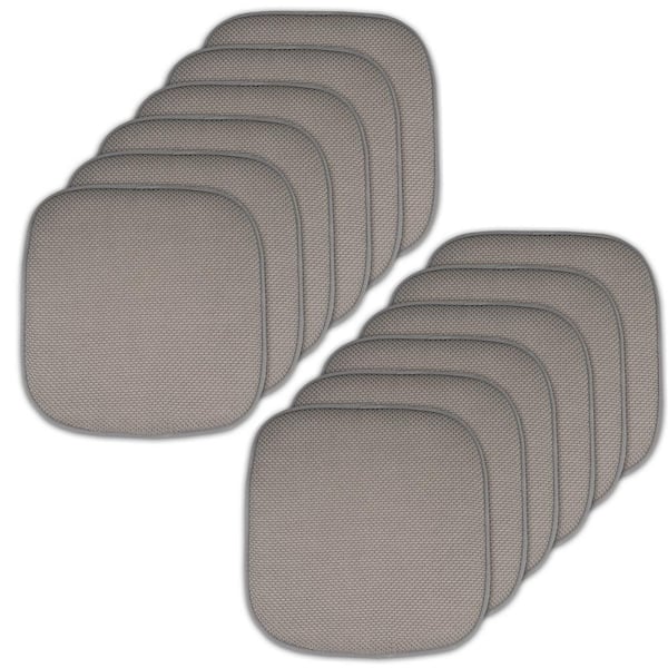Sweet Home Collection Silver, Honeycomb Memory Foam Square 16 in. x 16 in. Non-Slip Back Chair Cushion (12-Pack)