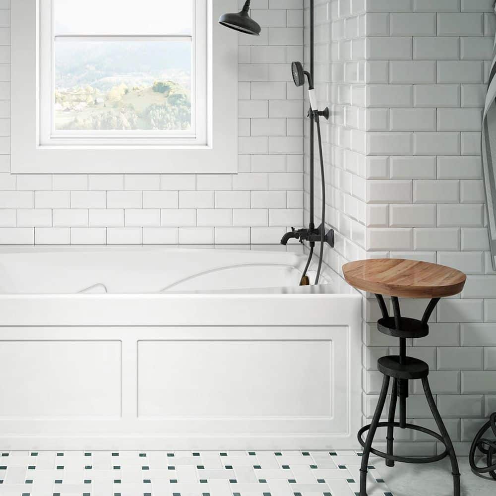 Cetra 60" x 36" White Acrylic Alcove Whirlpool Bathtub