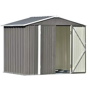 All-Weather Usable 6 ft. x 4 ft. Gray Metal Storage Shed with Coverage (23.4 sq. ft.)