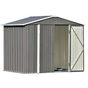 94.1 in. W x 76.8 in. H x 72.2 in. D Metal Garden Storage Shed w/Door Vents Foundation Tool Freestanding Cabinet in Grey