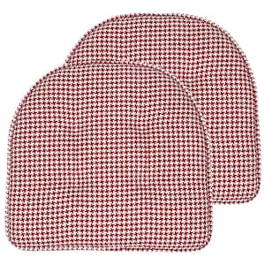 Red, Houndstooth Stitch Memory Foam U-Shaped 16 in. x 16 in. Non-Slip Indoor/Outdoor Chair Seat Cushion (4-Pack)