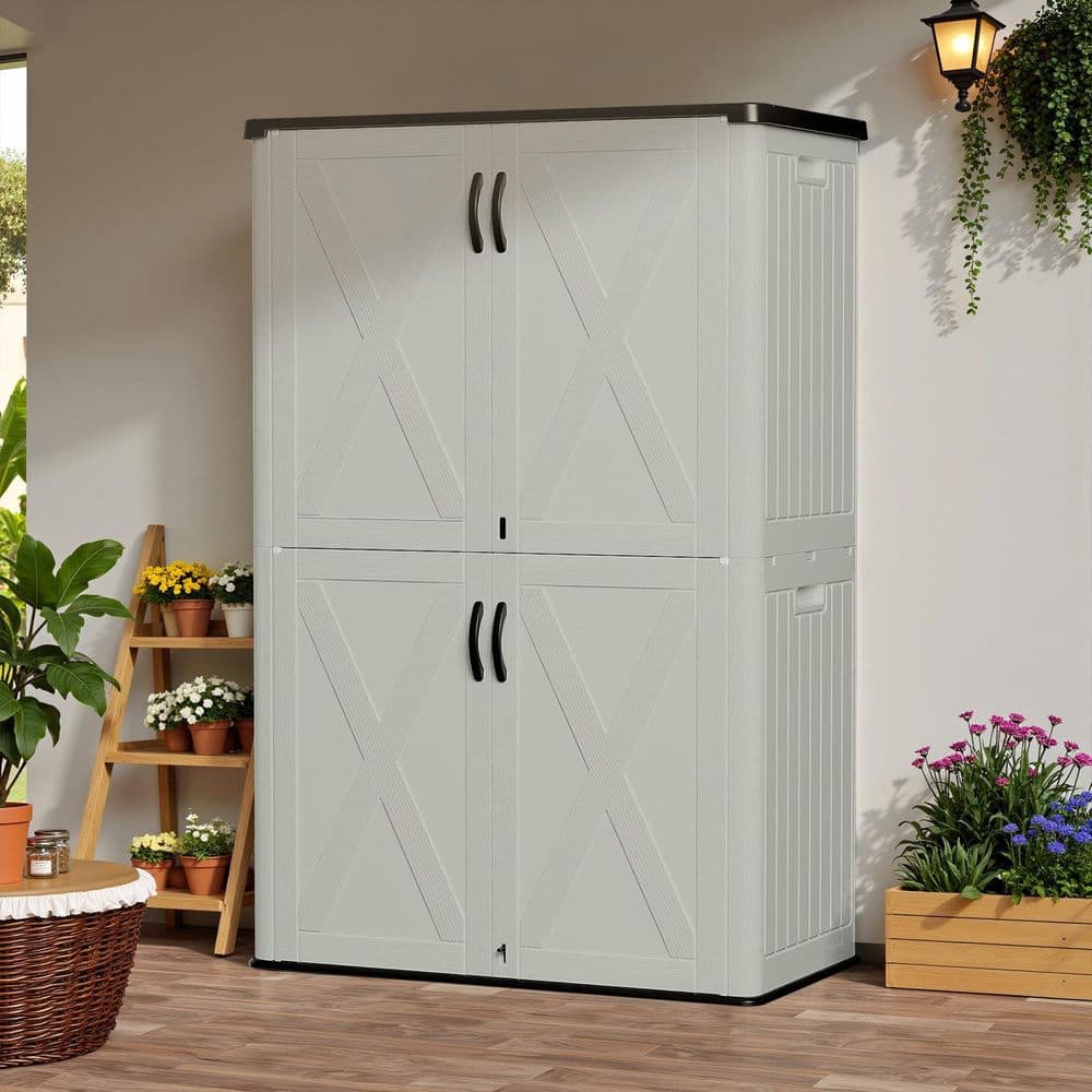 4 ft. W x 2 ft. D x 6 ft. H Outdoor Plastic Shed, Lockable Waterproof Resin Storage Cabinet, Grey (8.9 sq. ft. ) price history on PriceWatchPro