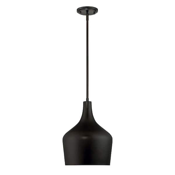 TUXEDO PARK LIGHTING 10.5 in. W x 14 in. H 1-Light Oil Rubbed Bronze Pendant Light with Contemporary Metal Shade