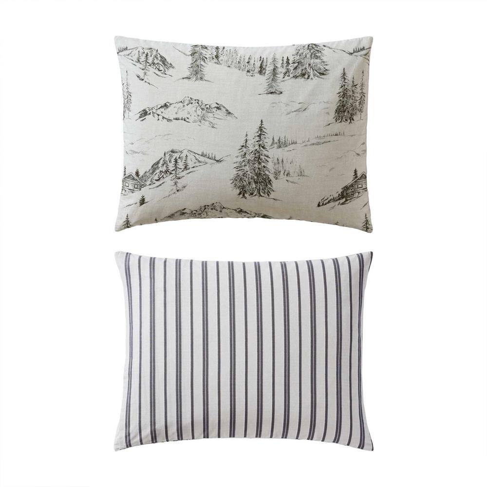 Twin Grey Cotton Winter Bedspread Cover Set with Stripes