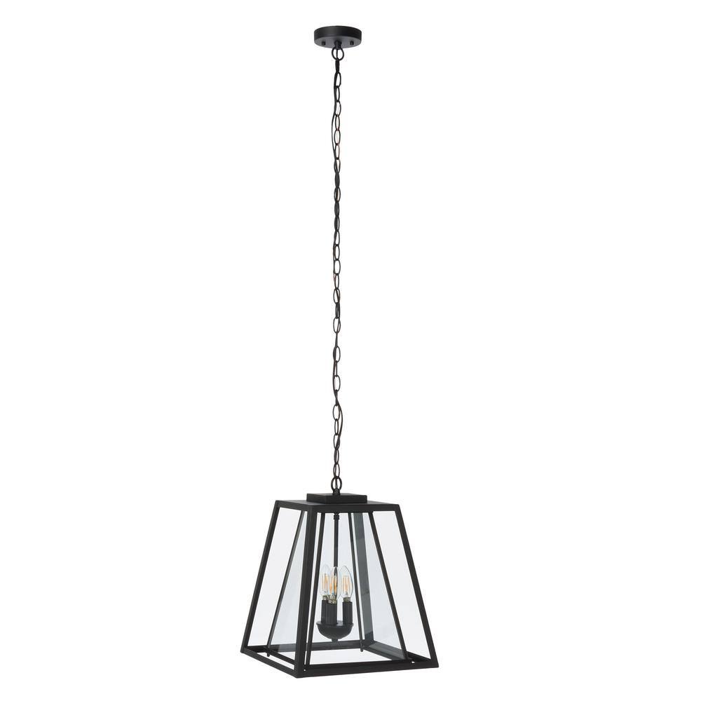 Rydler 16'' Black and Clear Glass Industrial Outdoor Pendant Light