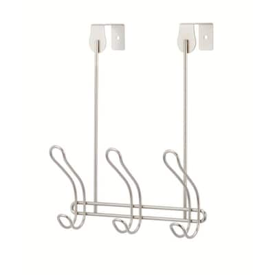 Mainstays SnugFit 6-Hook Steel over-the-Door Towel Rack and Robe Hooks,  Satin Nickel