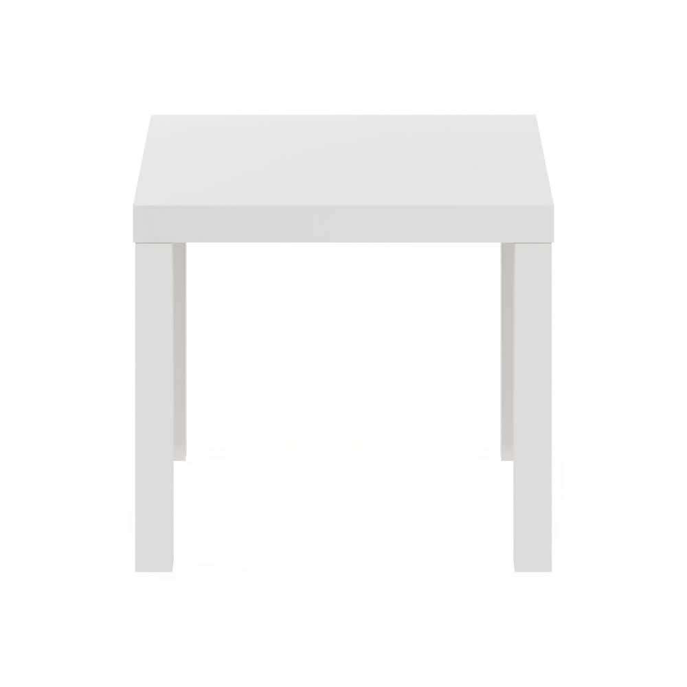 Compact White Wood Minimalist Square Accent Table
