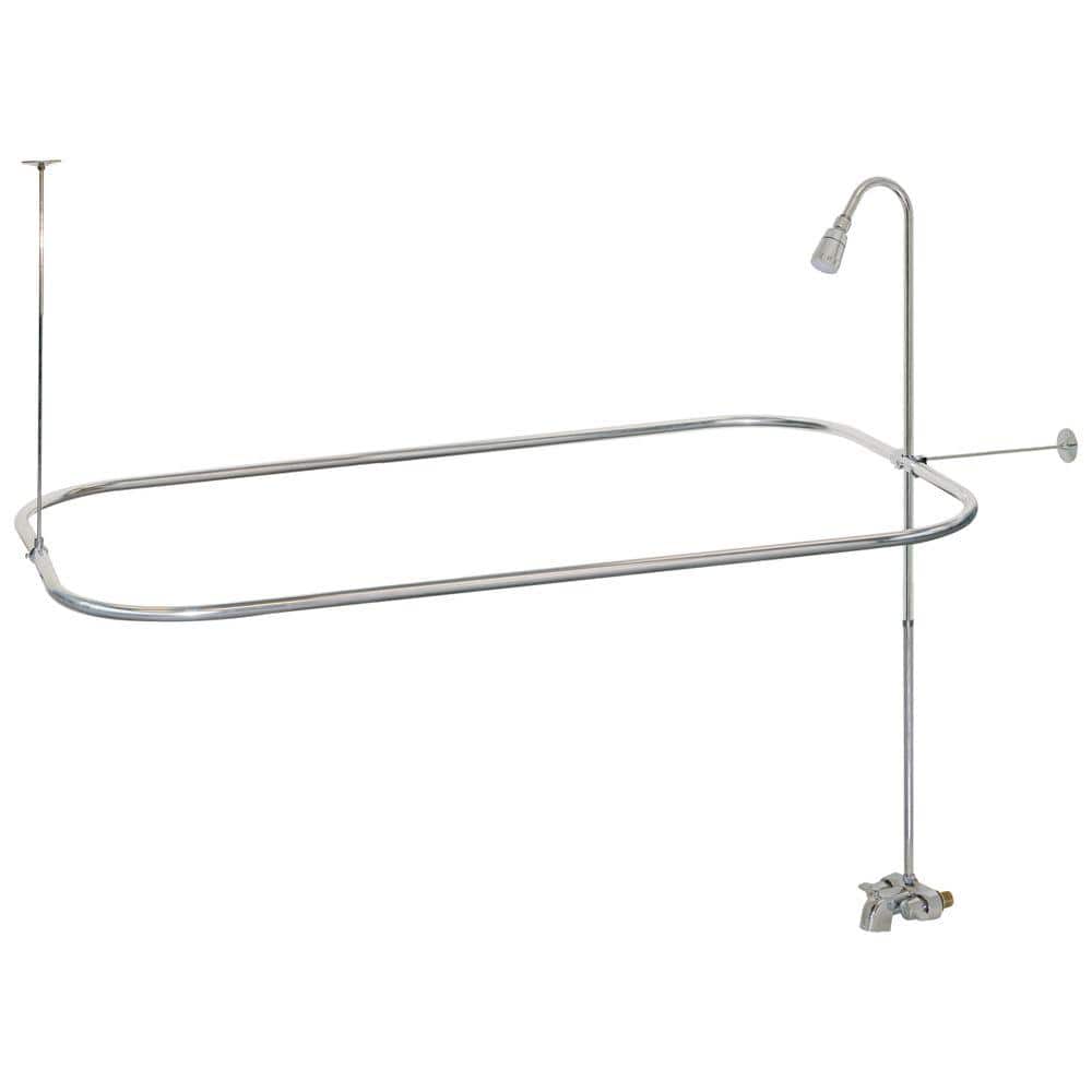 Chrome Freestanding Bathtub Shower Kit with Curtain Rod