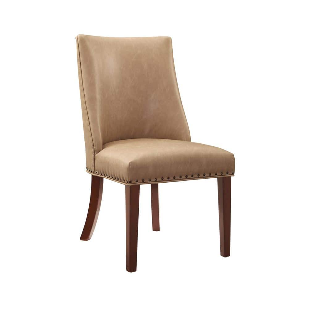 Linon Home Decor Alessio Tan PU Dining Chair HD221987 - The Home Depot