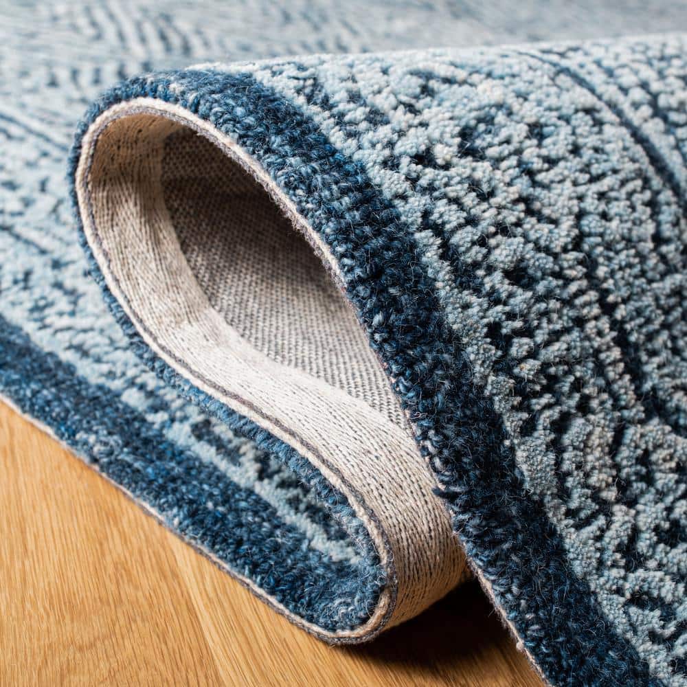 Hand-tufted Artisan Blue Wool 7' Square Area Rug