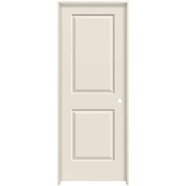 36 in. x 80 in. 2 Panel Cambridge Primed Left-Hand Smooth Molded Composite MDF Single Prehung Interior Door