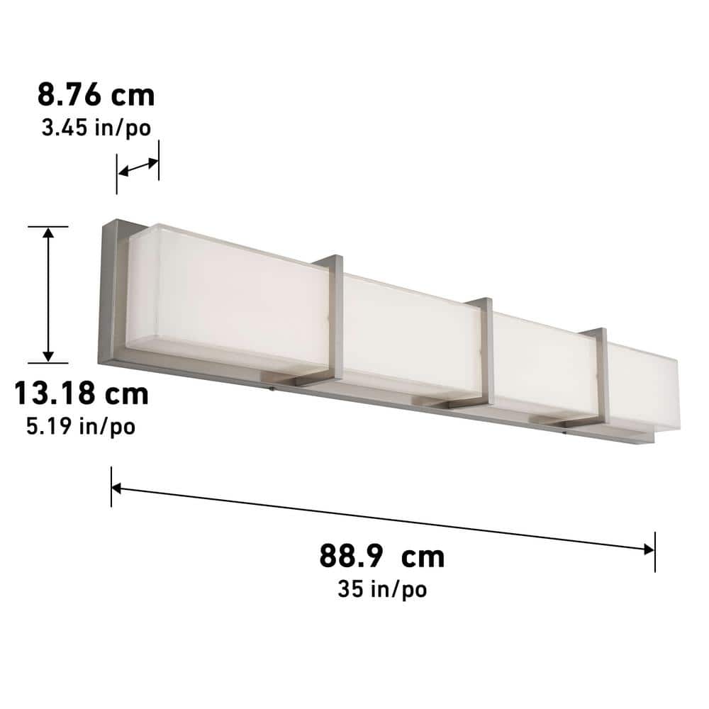 Modern Brushed Nickel 35" LED Vanity Light with Clear Glass Shade