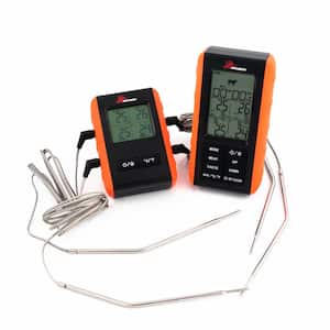 2-Piece Wireless Meat Thermometer with Long Distance Remote and 4 High Temperature Probes
