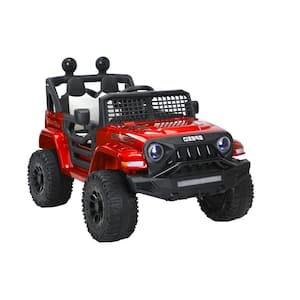 12-Volt Kids Ride On Truck Red Electric Car with Remote Control, MP3, LED Lights, Radio and Safety Belt