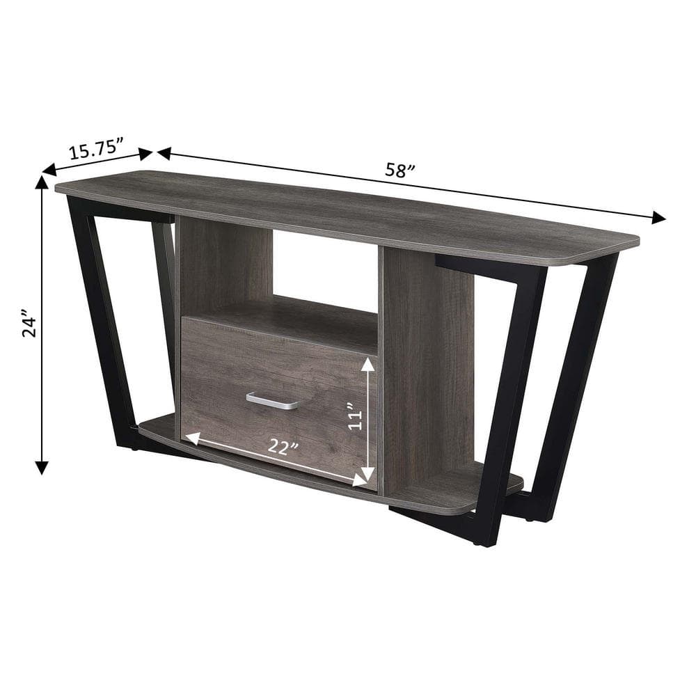 Charcoal Gray 58" Urban Industrial TV Stand with Cabinet