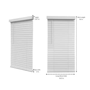 White Cordless Faux Wood Blinds for Windows with 2 in. Slats - 35 in. W x 64 in. L (Actual Size 34.5 in. W x 64 in. L)