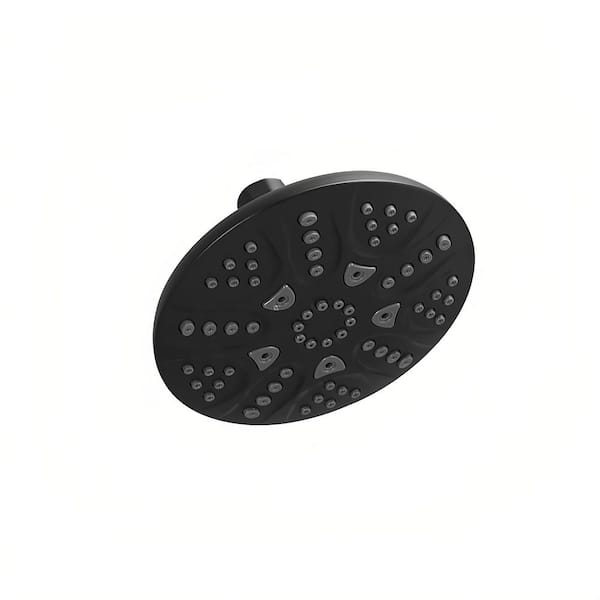 6-Spray Patterns with 2.5 GPM 6 in. Wall Mount Rain Fixed Shower Head with 180° Swivel in Matte Black