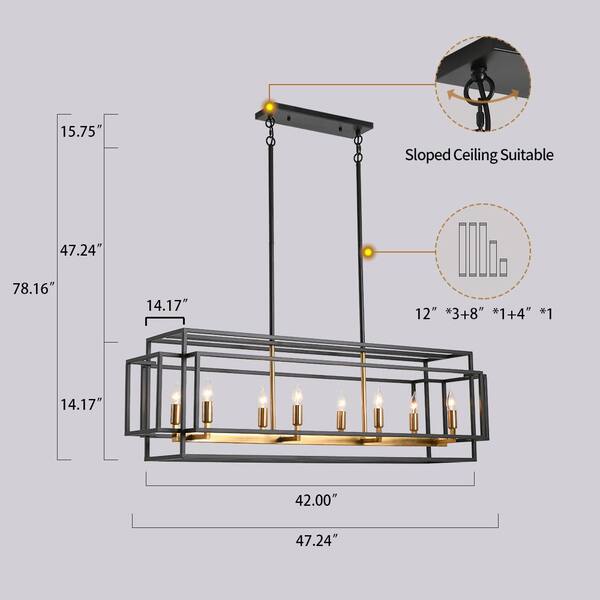 Magic Home 8 Light Black Kitchen Island Linear Pendant Mh Y 020209 The Home Depot