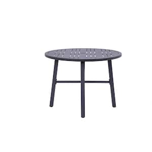 San Marino Black 42 in. Round Slat Top Outdoor Dining Table
