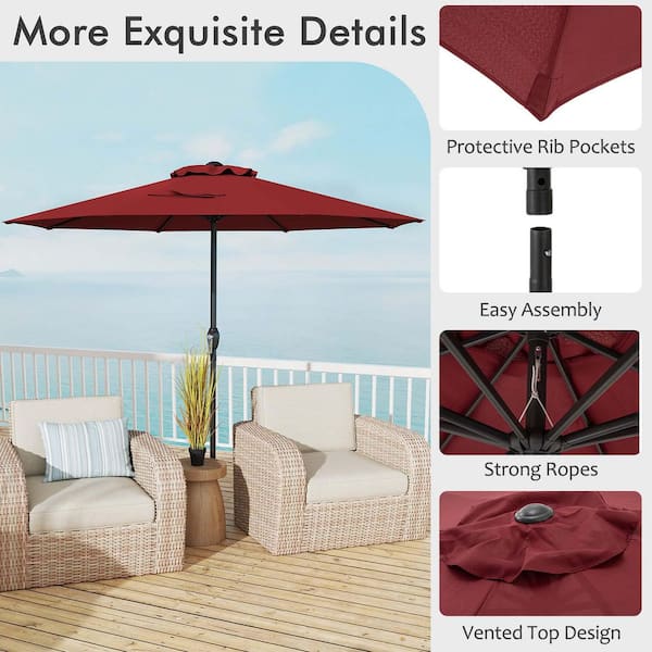 Gymax 8.5 ft. Outdoor Patio Umbrella Modern Table Umbrella W/8