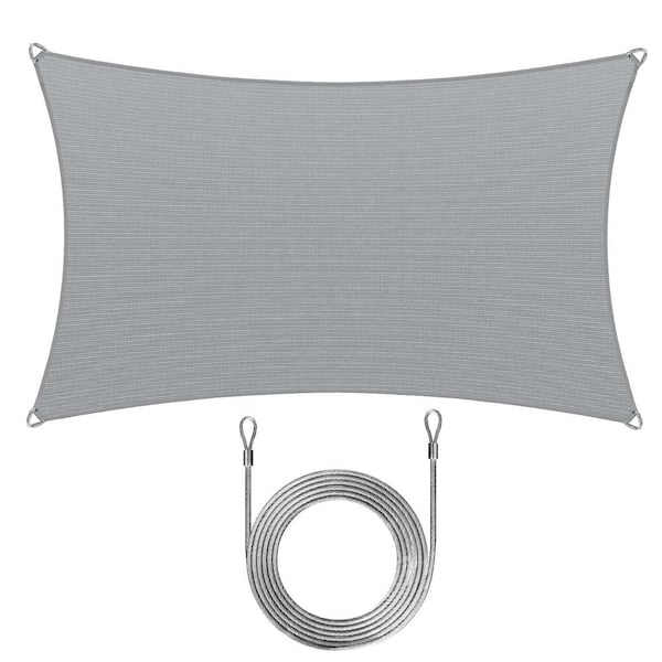 18 ft. x 20 ft. Rectangle Pro Ring Sun Shade Sail with Rope-Grey