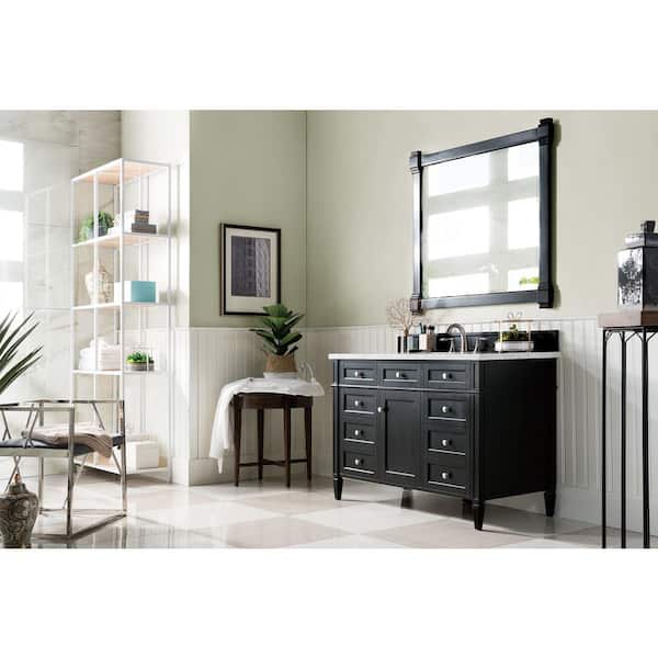James Martin Vanities Brittany 48 in. W x 23.5 in.D x 34 in. H Single Vanity in Black Onyx with Solid Surface Top in Arctic Fall