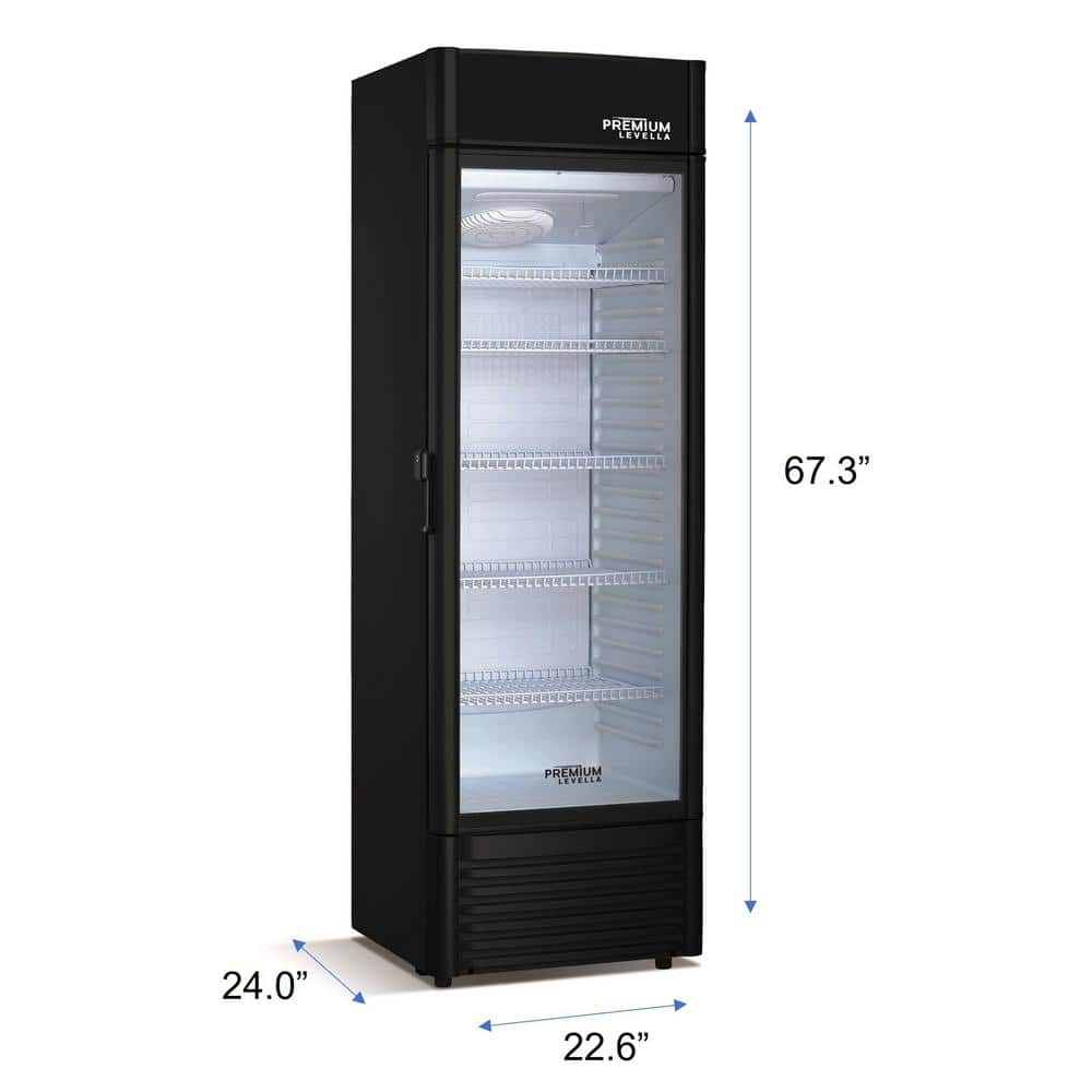 Premium Levella 9.0 cu ft 1-Glass Door Commercial Refrigerator, Matte Black