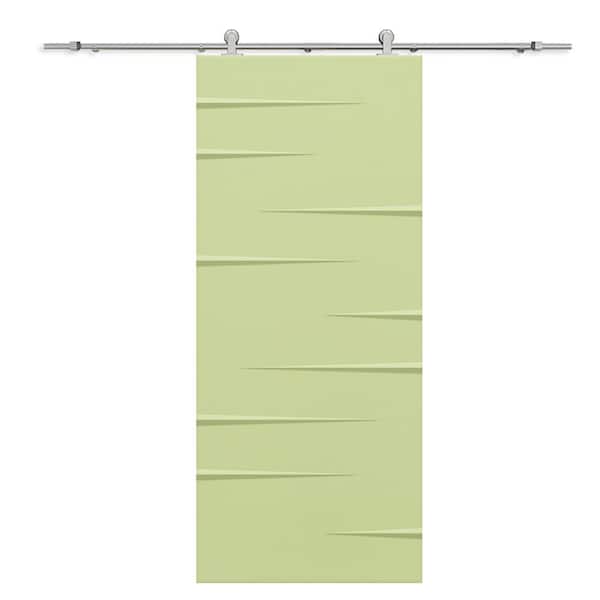 CALHOME 30 in. x 80 in. Sage Green Painted Composite MDF Paneled Interior Sliding Barn Door with Hardware Kit