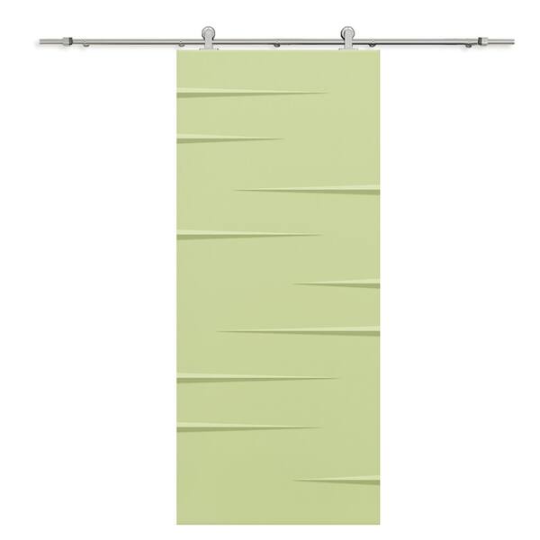 CALHOME 42 in. x 84 in. Sage Green Painted Composite MDF Paneled Interior Sliding Barn Door with Hardware Kit