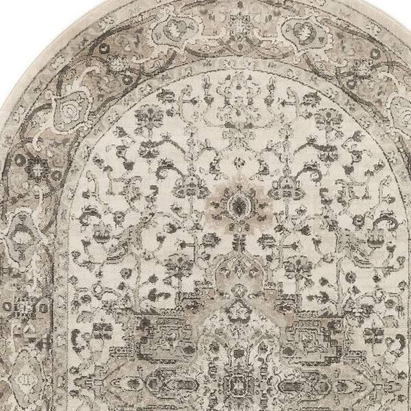 5 ft. x 8 ft. Gray and Ivory Medallion Power Loom Distressed Area Rug