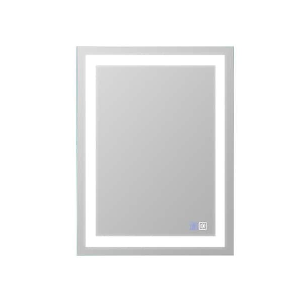 Unbranded 24 in. W x 32 in. H Large Rectangular Frameless Anti-Fog Dimmable Wall Bathroom Vanity Mirror in Silver