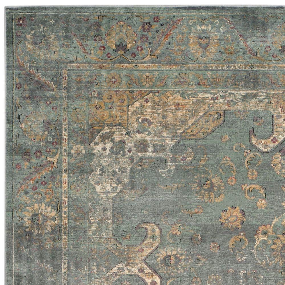 Reversible Gray Floral 9' x 12' Rectangular Viscose Rug
