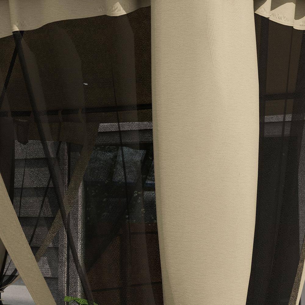 Taupe 10x12 Patio Gazebo with 2-Tier Roof and Netting