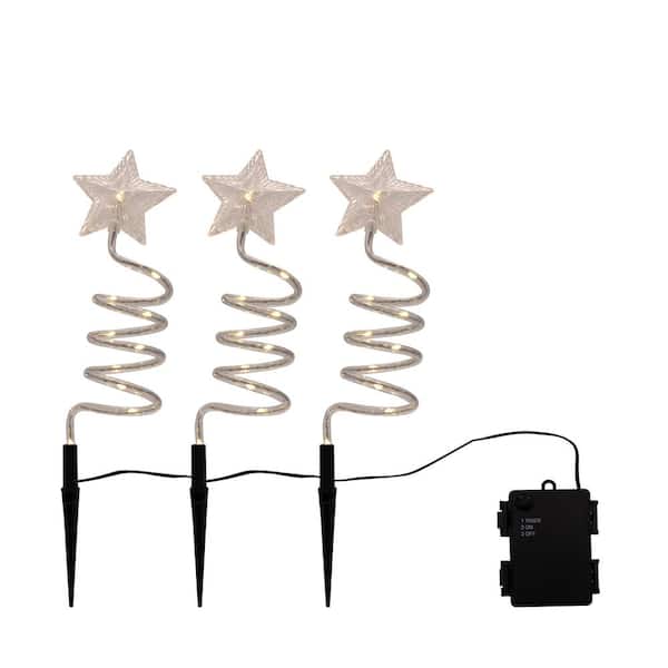LUMABASE Battery Operated Spiral Star Christmas Pathway Lights (Set of 3)