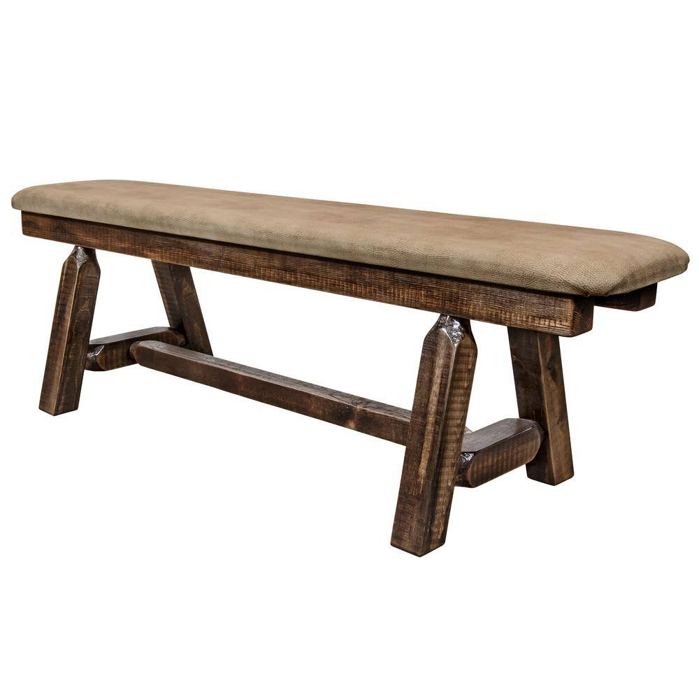 Homestead Rustic Buckskin Upholstered 5ft Plank Bench