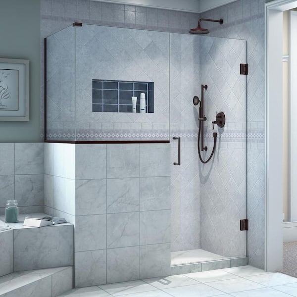 DreamLine Unidoor Plus 40-3/8 in. x 48 in. x 72 in. Frameless Corner Pivot Shower Enclosure in Oil Rubbed Bronze