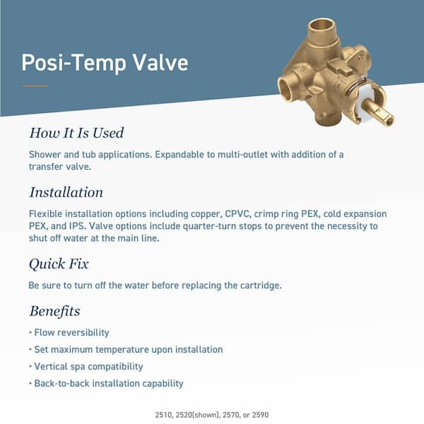 Brass Rough-In Posi-Temp Pressure-Balancing Cycling Tub and Shower Valve 1/2 in. IPS Connection