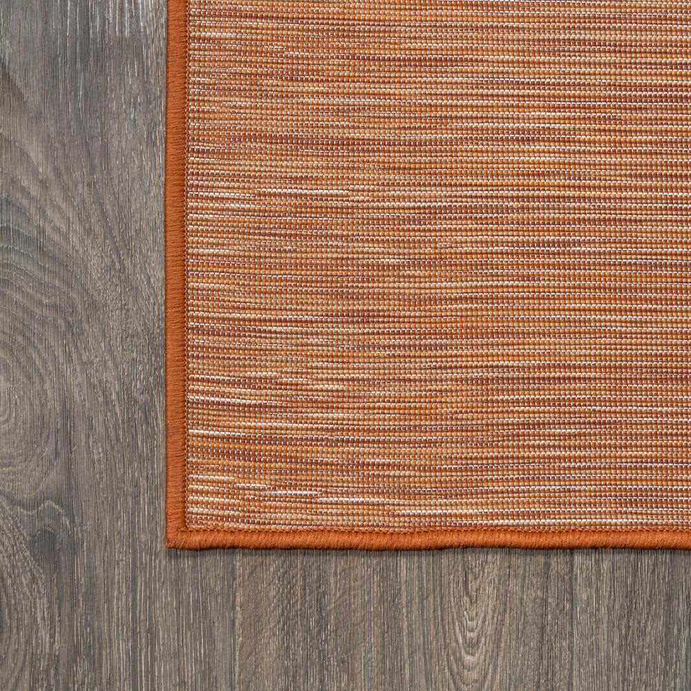 Ethan Modern Flatweave Solid Orange 6' Square Synthetic Rug