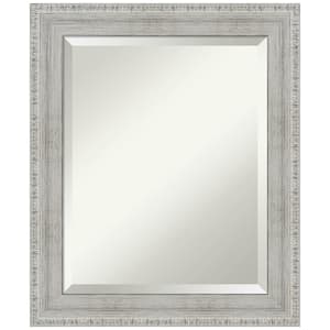 Rustic White Wash 20.5 in. x 24.5 in. Beveled Rectangle Wood Framed Bathroom Wall Mirror in White